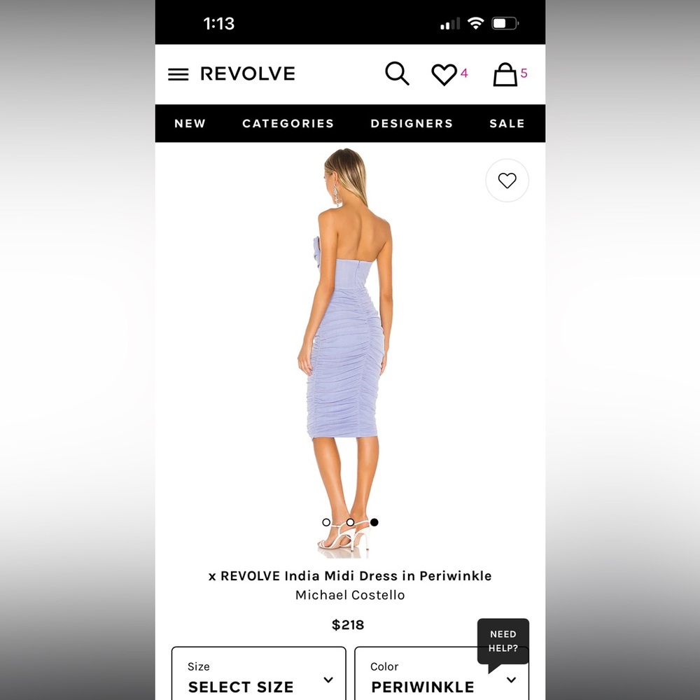 Revolve x Michael Costello India Midi Dress in Periwinkle
Size XS NWT